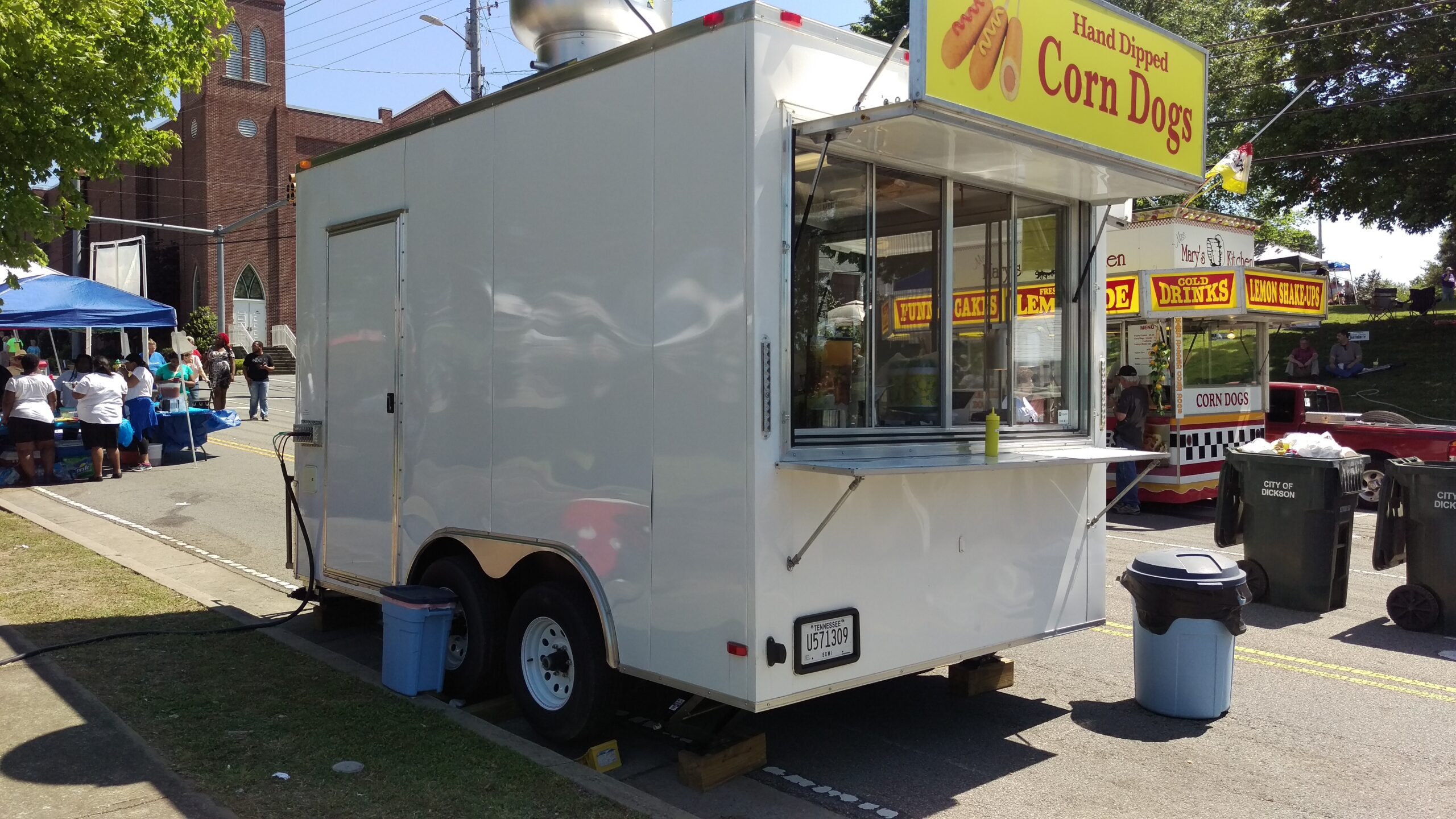 J & J Concessions trailer serving hand-dipped corn dogs